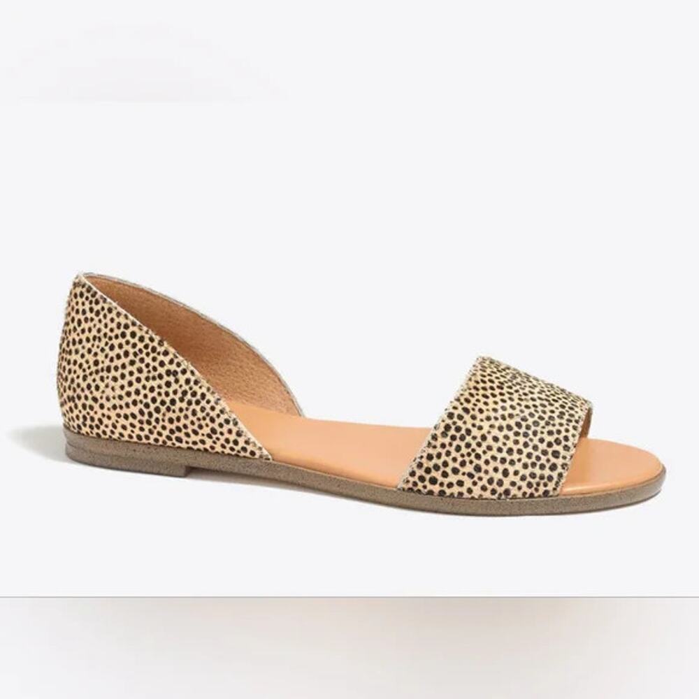 J.Crew Morgan Calfhair Cheetah Peep-Toe Flats Size 8.5